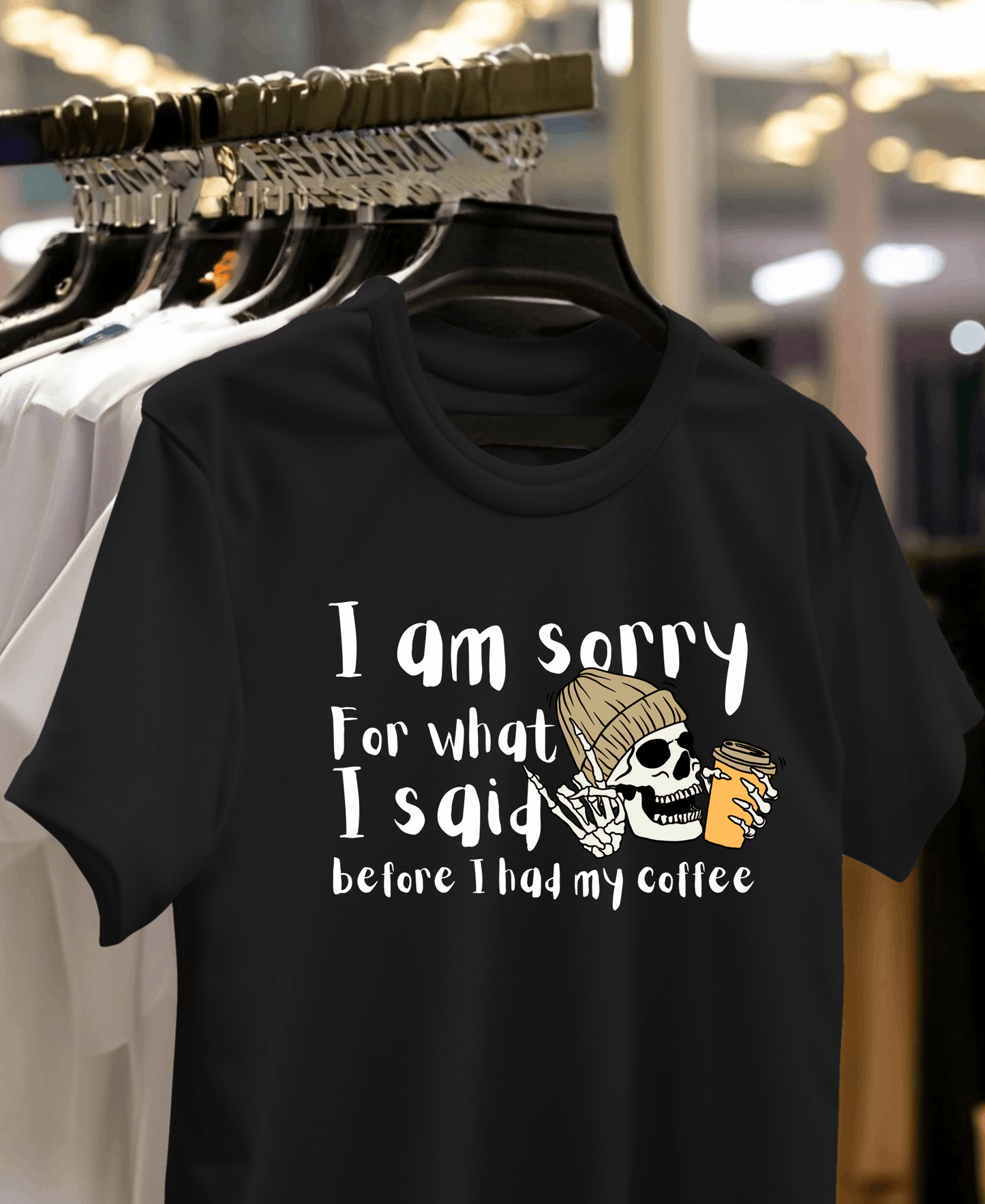 Eagle Squat - Before Coffee Apology Tee – Funny Skeleton Design - Eagle Squat