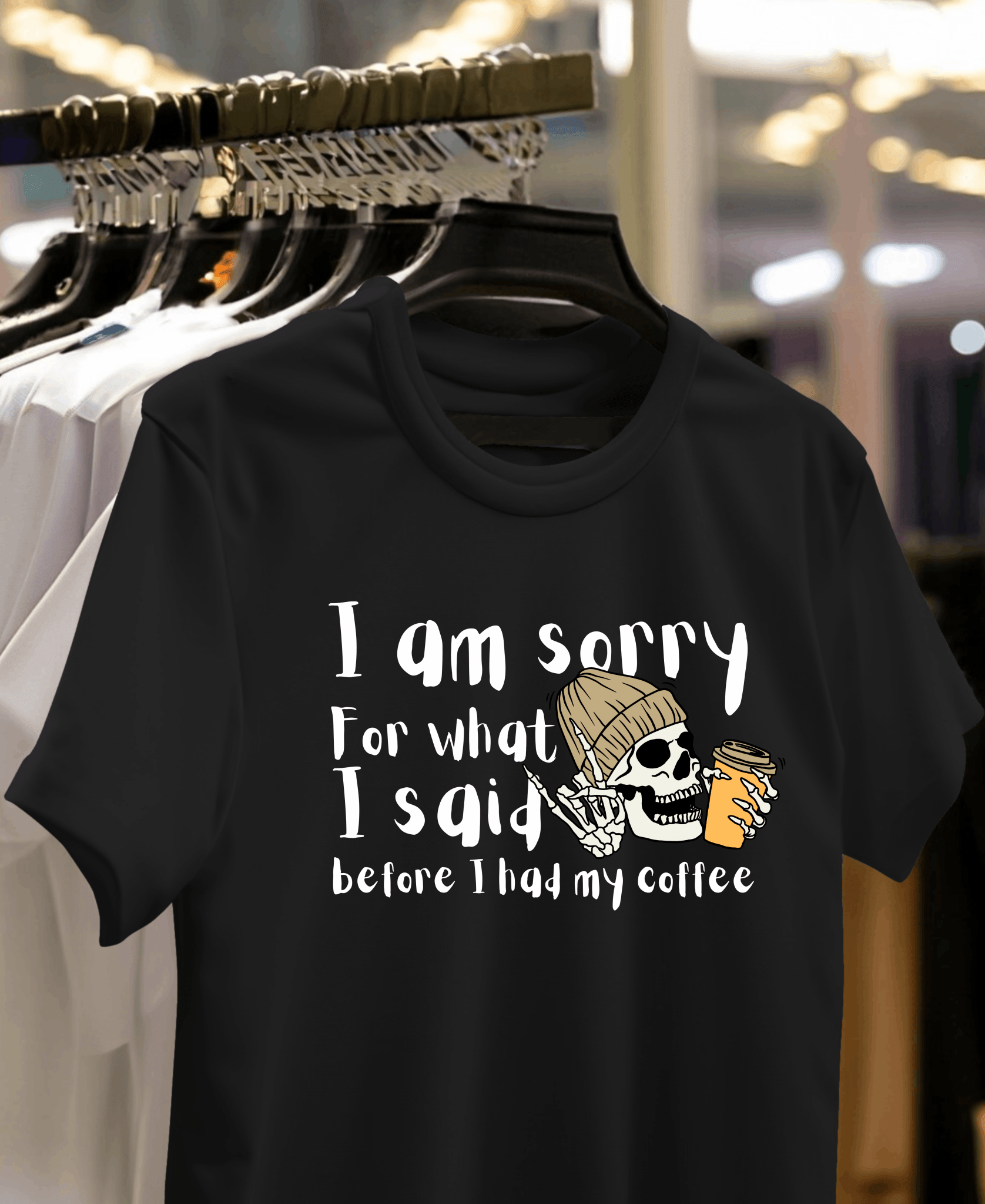 Eagle Squat - Before Coffee Apology Tee – Funny Skeleton Design - Eagle Squat