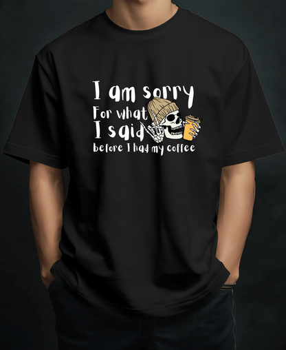 Eagle Squat - Before Coffee Apology Tee – Funny Skeleton Design - Eagle Squat