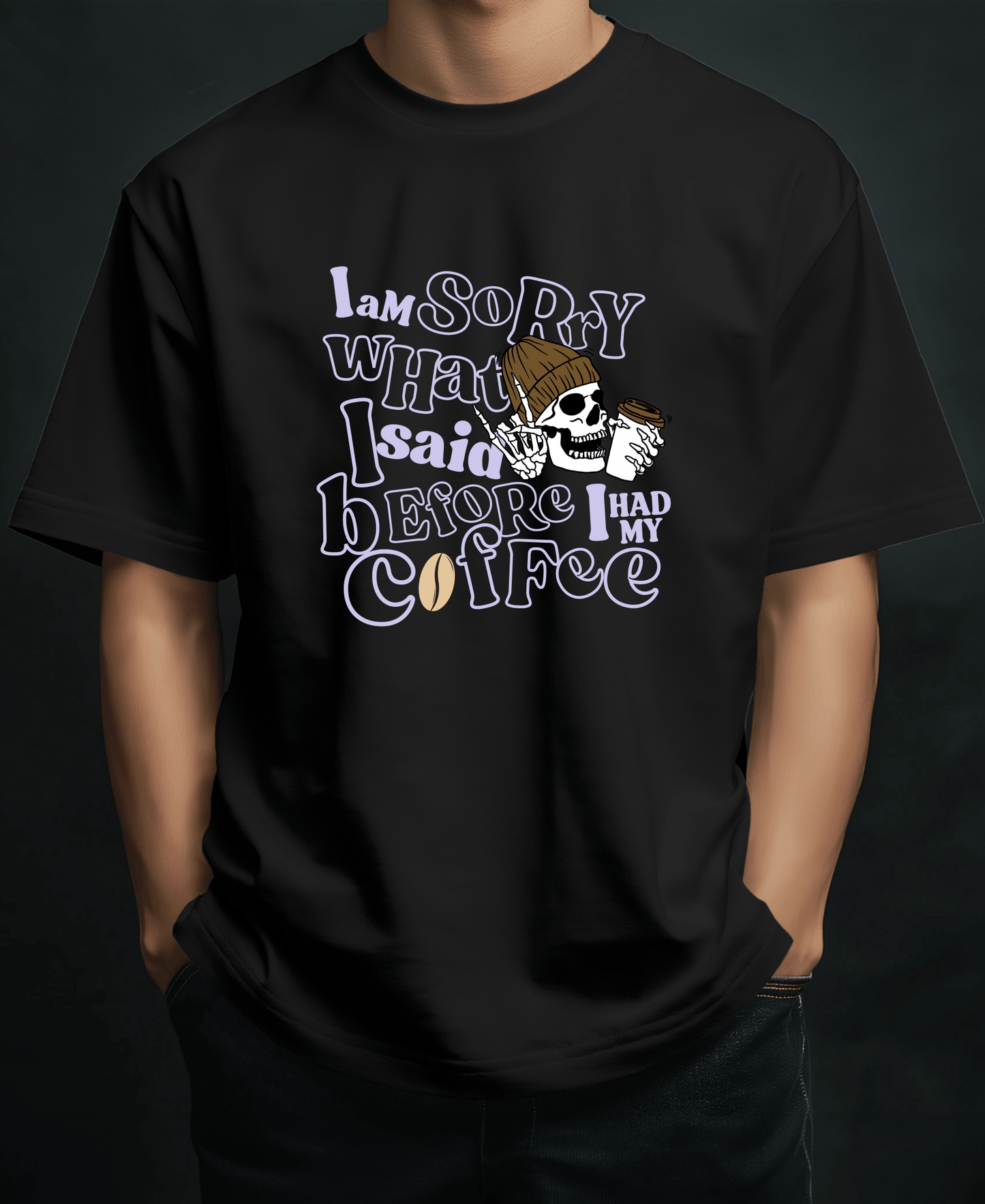 Eagle Squat - Coffee & Chaos: Skeleton Coffee Lover Tee - Eagle Squat
