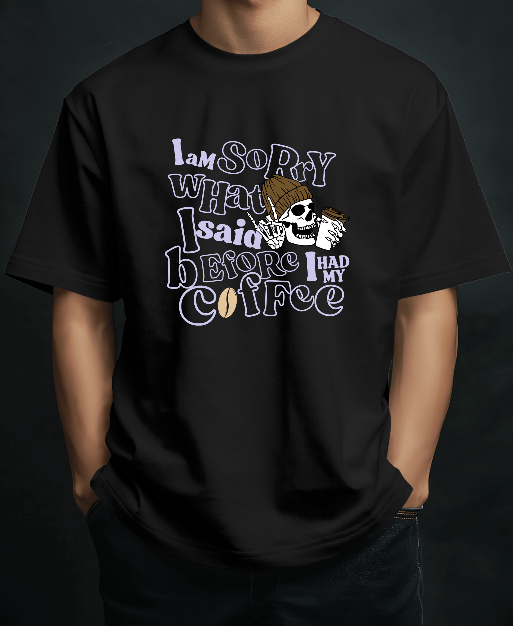Eagle Squat - Coffee & Chaos: Skeleton Coffee Lover Tee - Eagle Squat