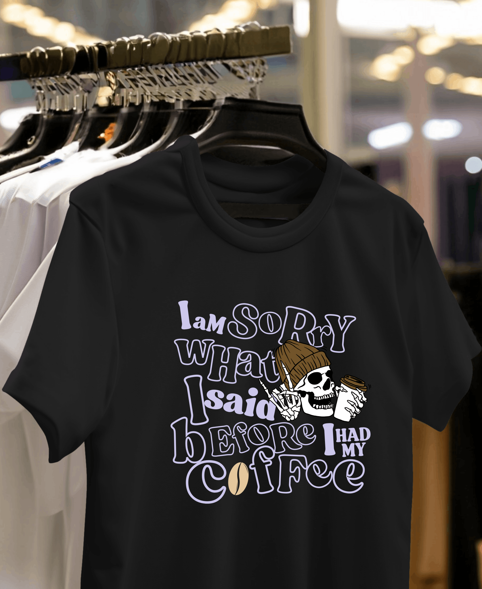 Eagle Squat - Coffee & Chaos: Skeleton Coffee Lover Tee - Eagle Squat
