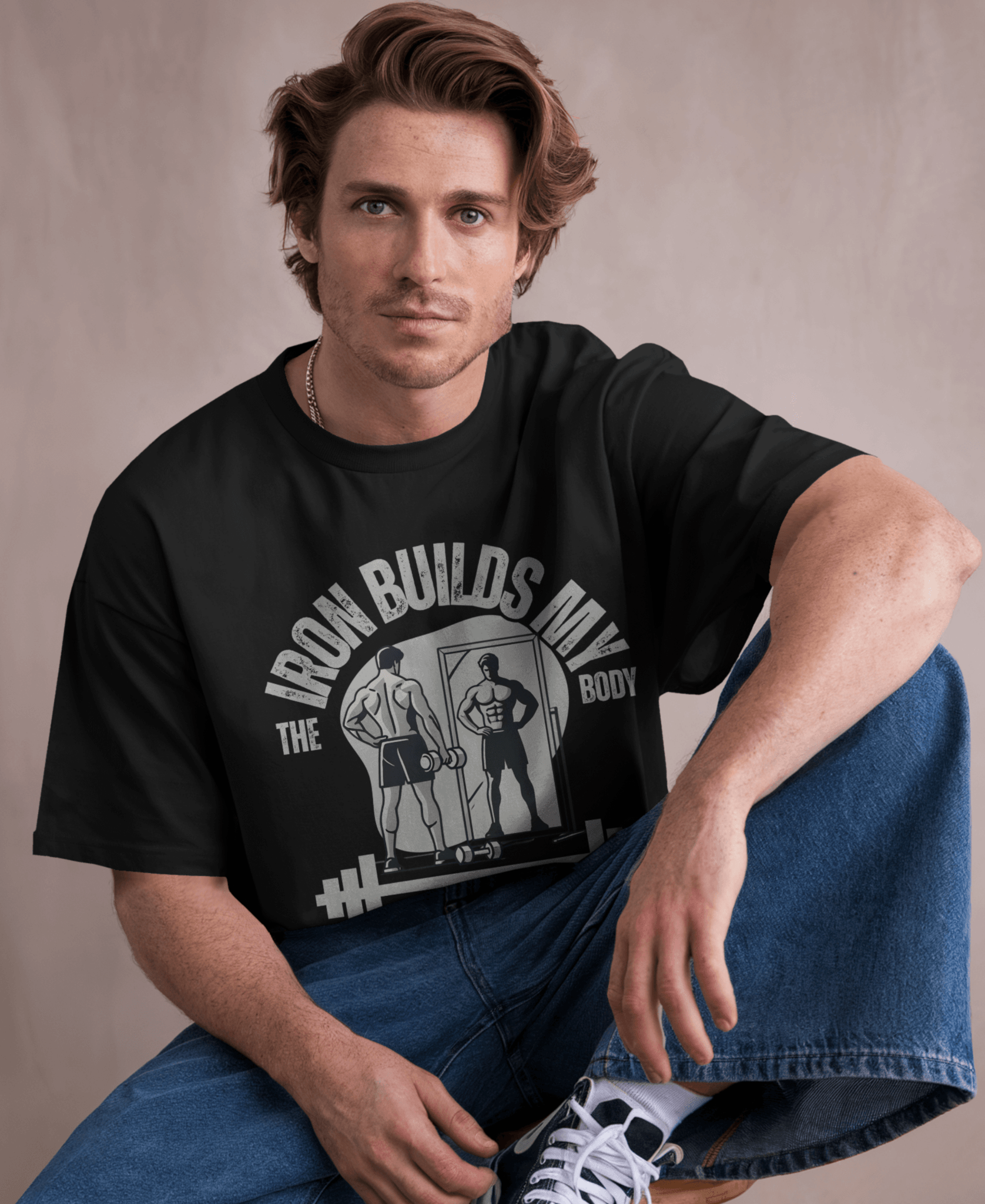 Eagle Squat - GYM Limited Edition Oversized Tee - The Mirror Reveal My Soul - Eagle Squat
