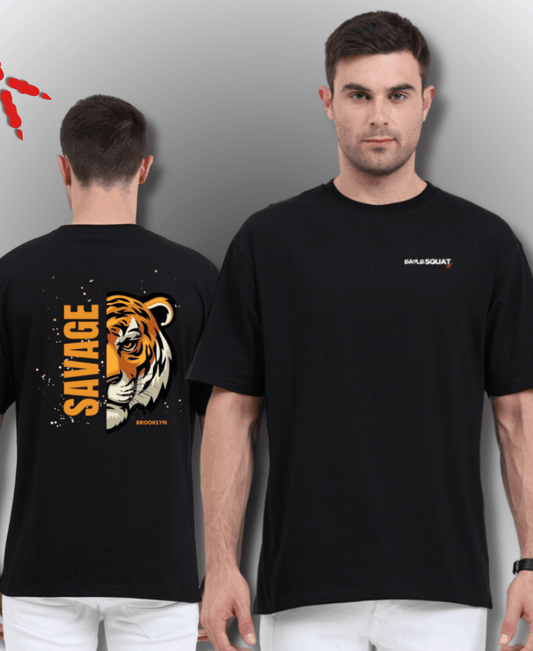 Eagle Squat Oversized Classic Tee – Savage Design for Bold Souls - Eagle Squat