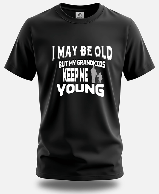 Eagle squat premium Cotton grand pa Tee | I may be old but my grand kid keep me young - Eagle Squat