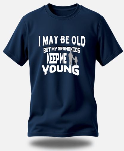 Eagle squat premium Cotton grand pa Tee | I may be old but my grand kid keep me young - Eagle Squat