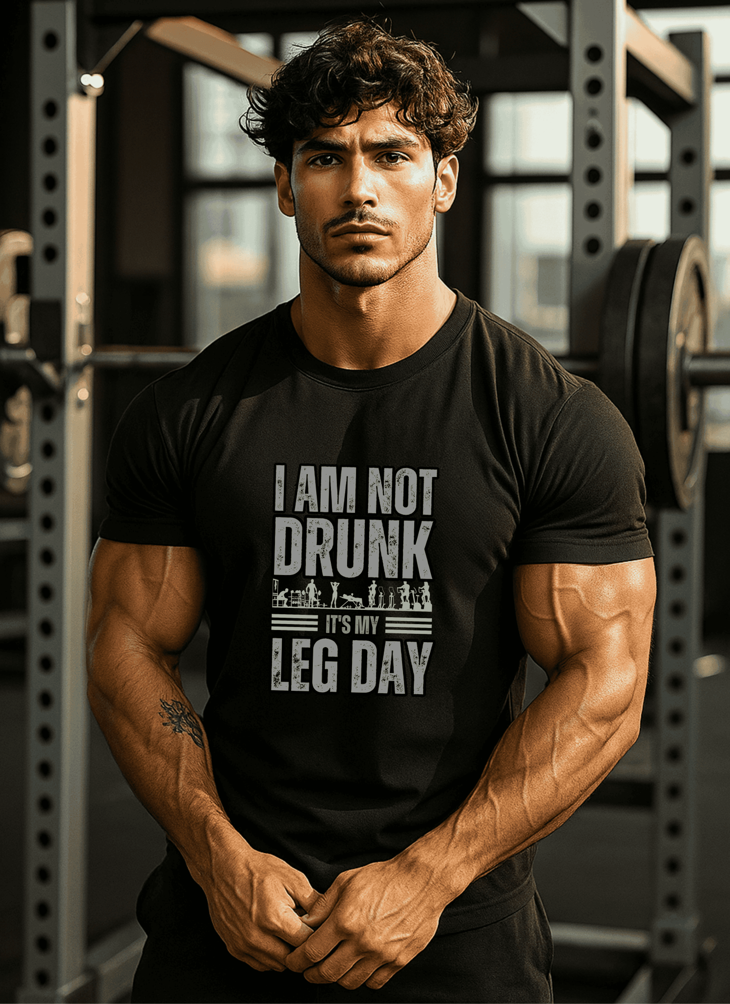 Fitness Enthusiastic Premium Active wear Cotton Tee - I Am Not Drunk – It's Just Leg Day - Eagle Squat