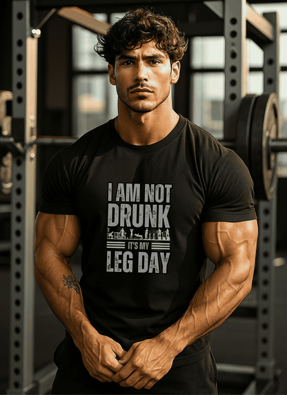 Fitness Enthusiastic Premium Active wear Cotton Tee - I Am Not Drunk – It's Just Leg Day - Eagle Squat