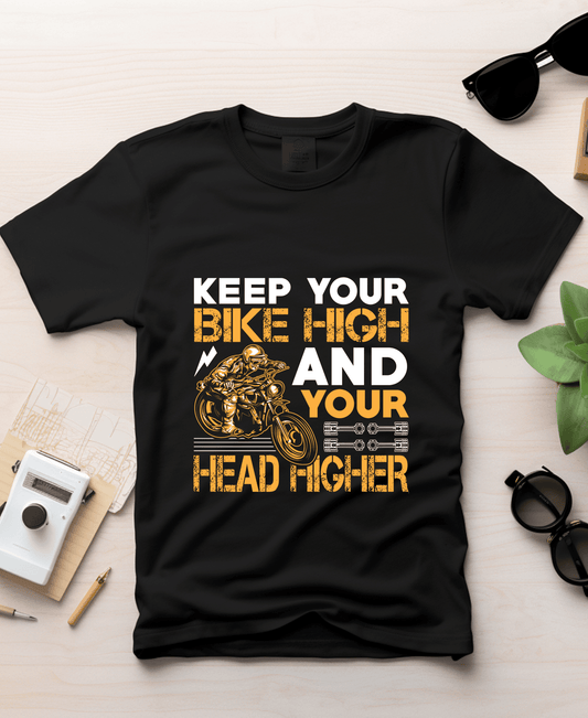 Keep Your Bike High – Ultimate Biker T-Shirt by Eagle Squat - Eagle Squat