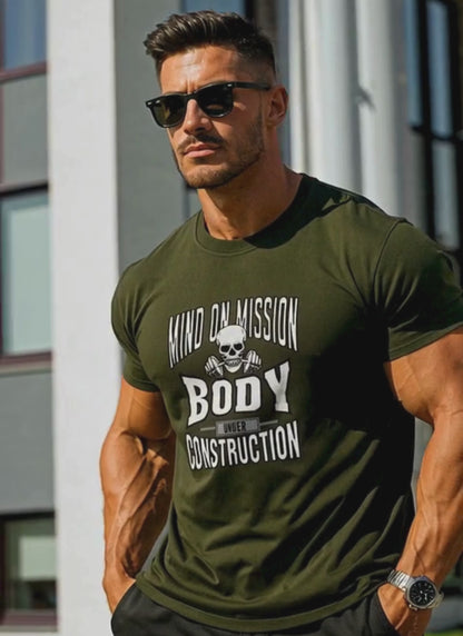 Regular Classic Cotton Body Under Construction Eagle Squat Tee
