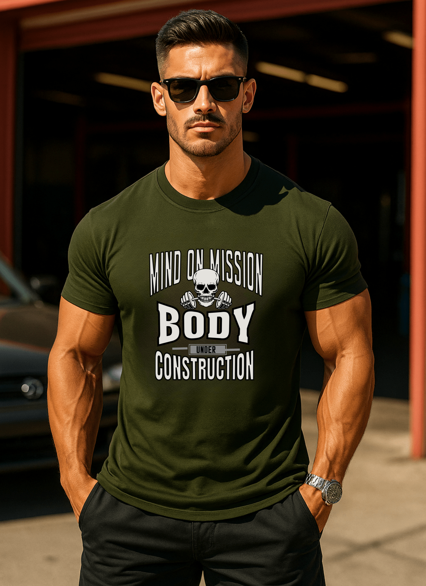 Regular Classic Cotton Body Under Construction Eagle Squat Tee - Eagle Squat