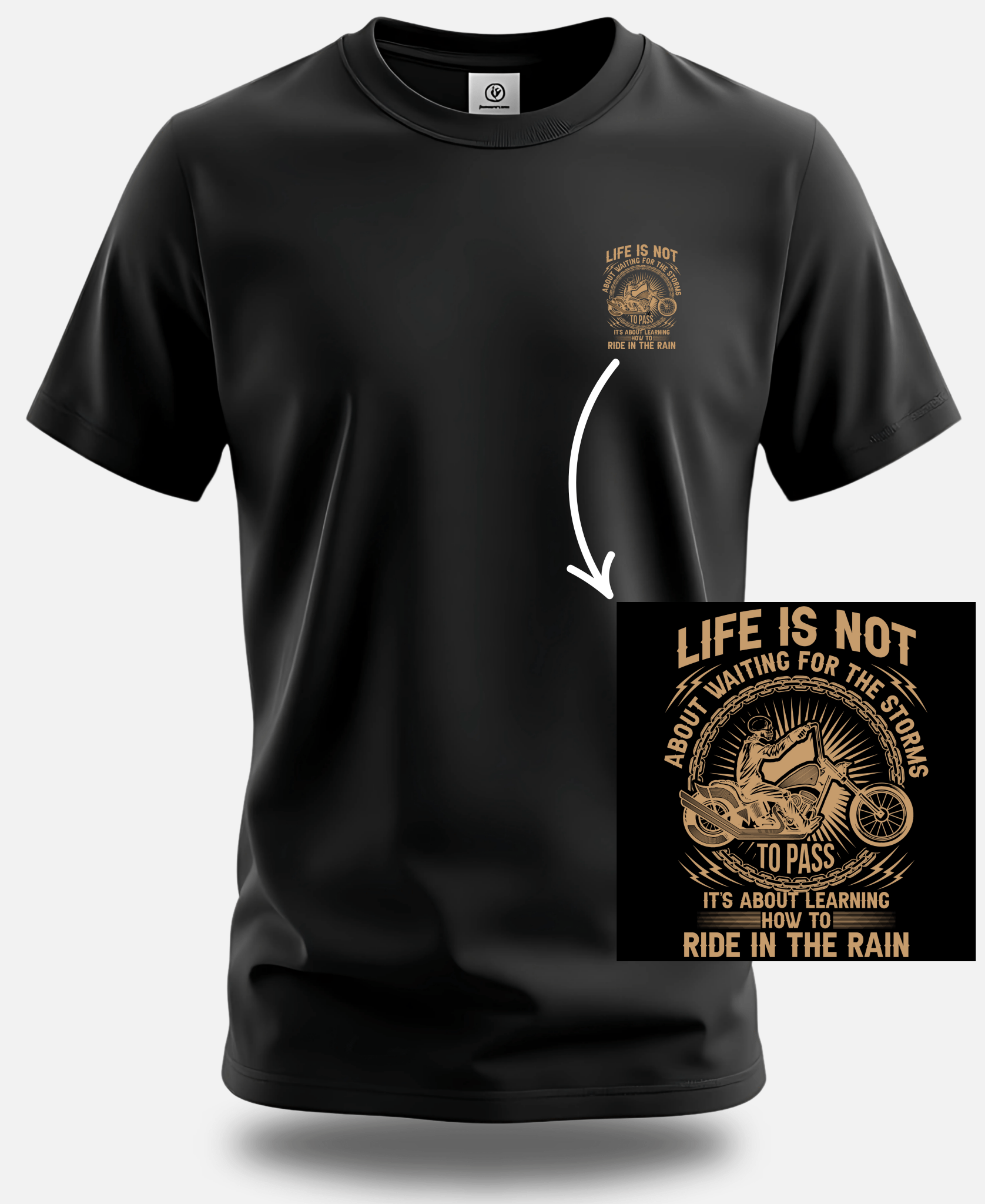 Ride in the Rain – Fearless Biker T-Shirt by Eagle Squat - Eagle Squat