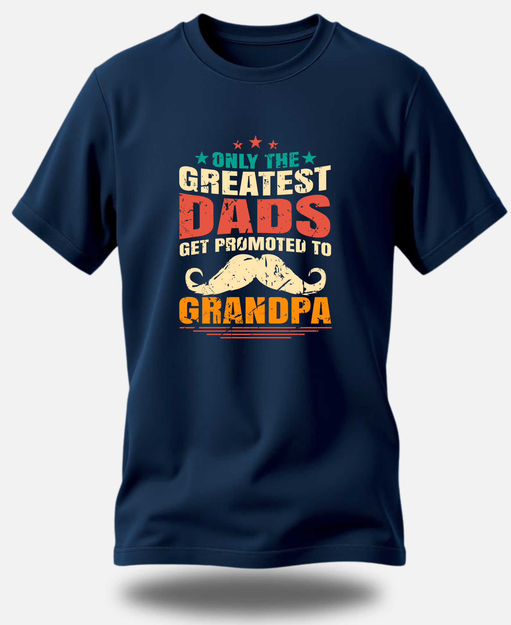 Round Neck Half Sleeve premium cotton t-shirt | Only the Greatest Dads Get Promoted to Grandpa - Eagle Squat
