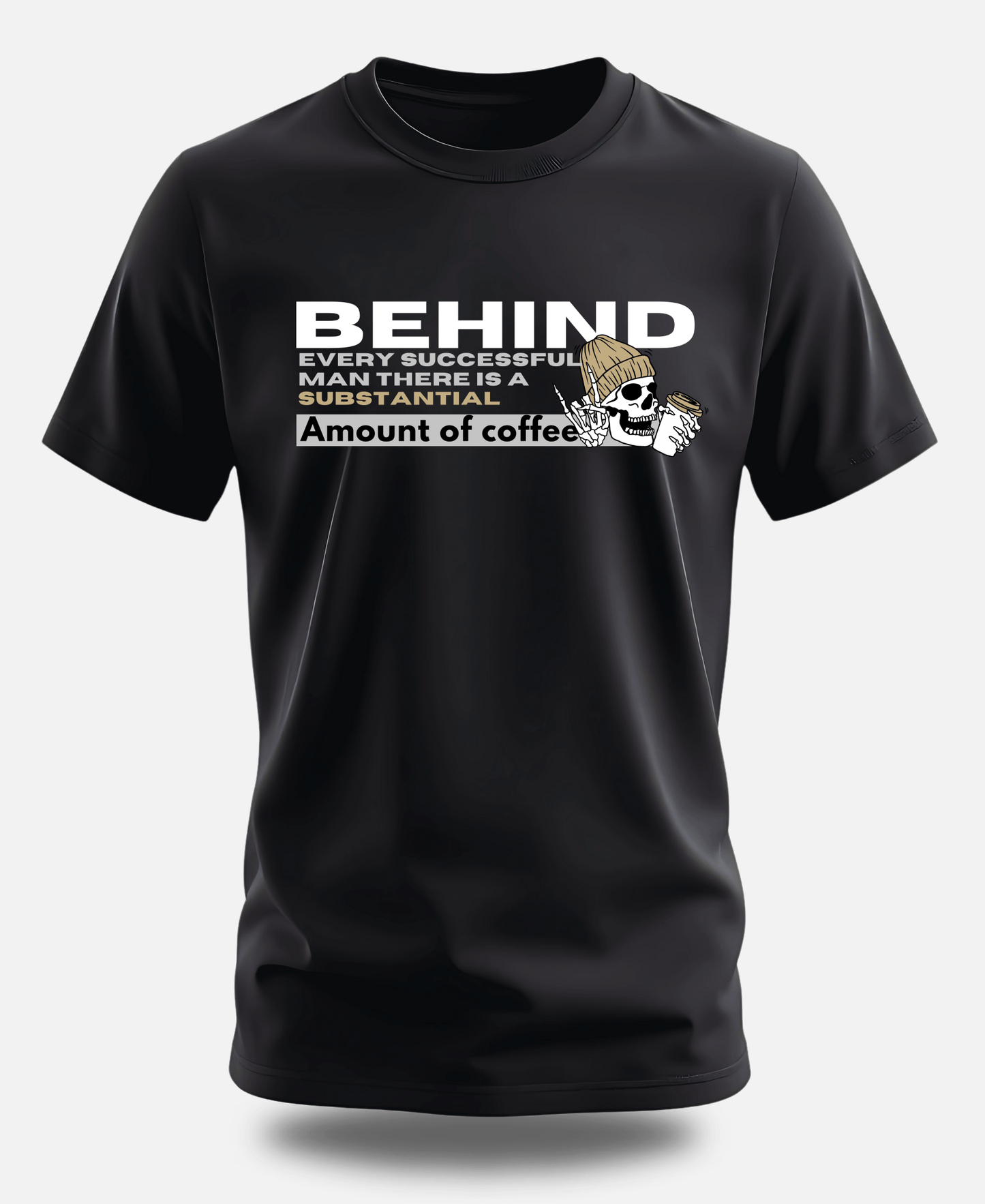 Success Powered by Coffee – Skeleton Coffee Tee - Eagle Squat