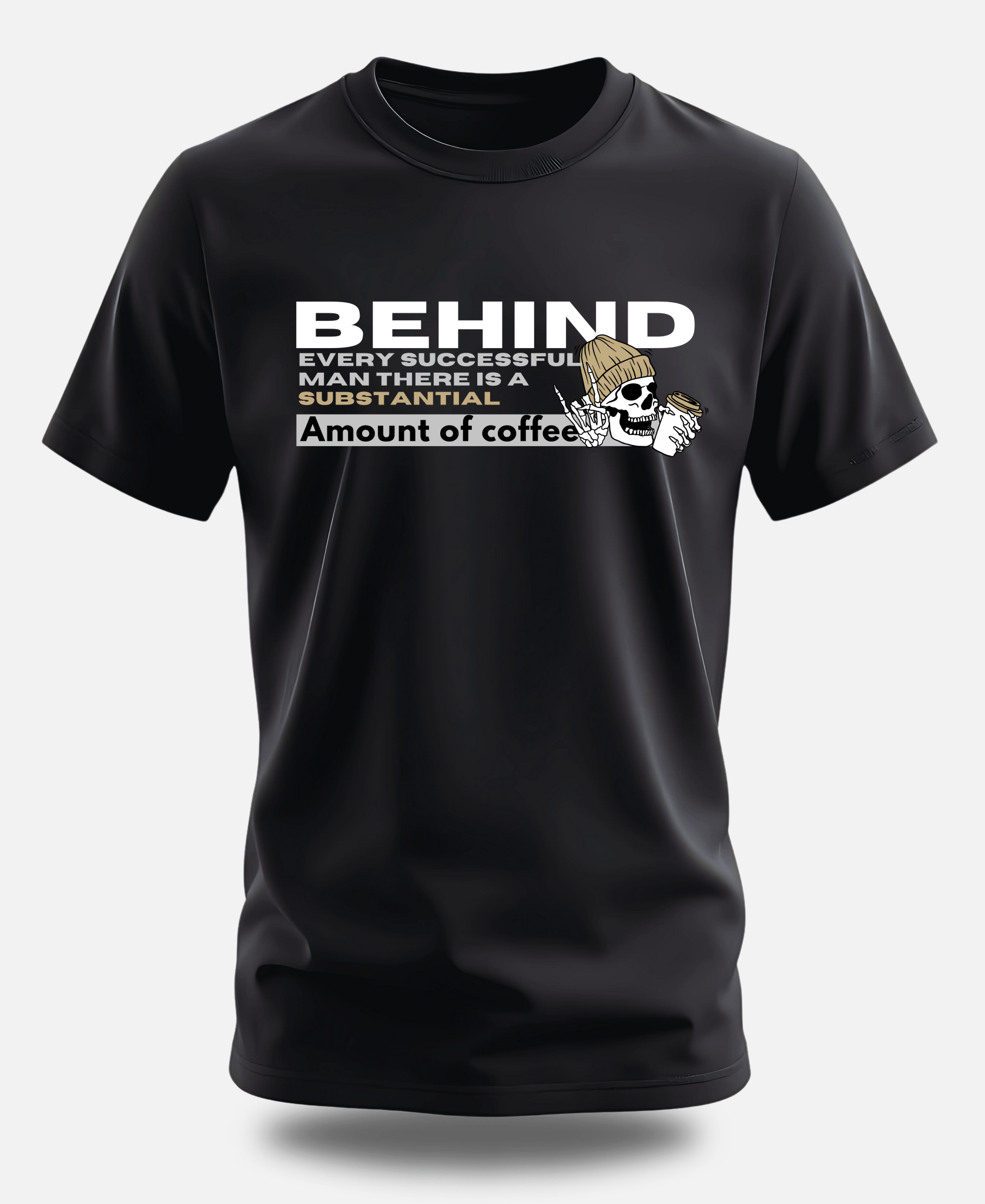 Success Powered by Coffee – Skeleton Coffee Tee - Eagle Squat