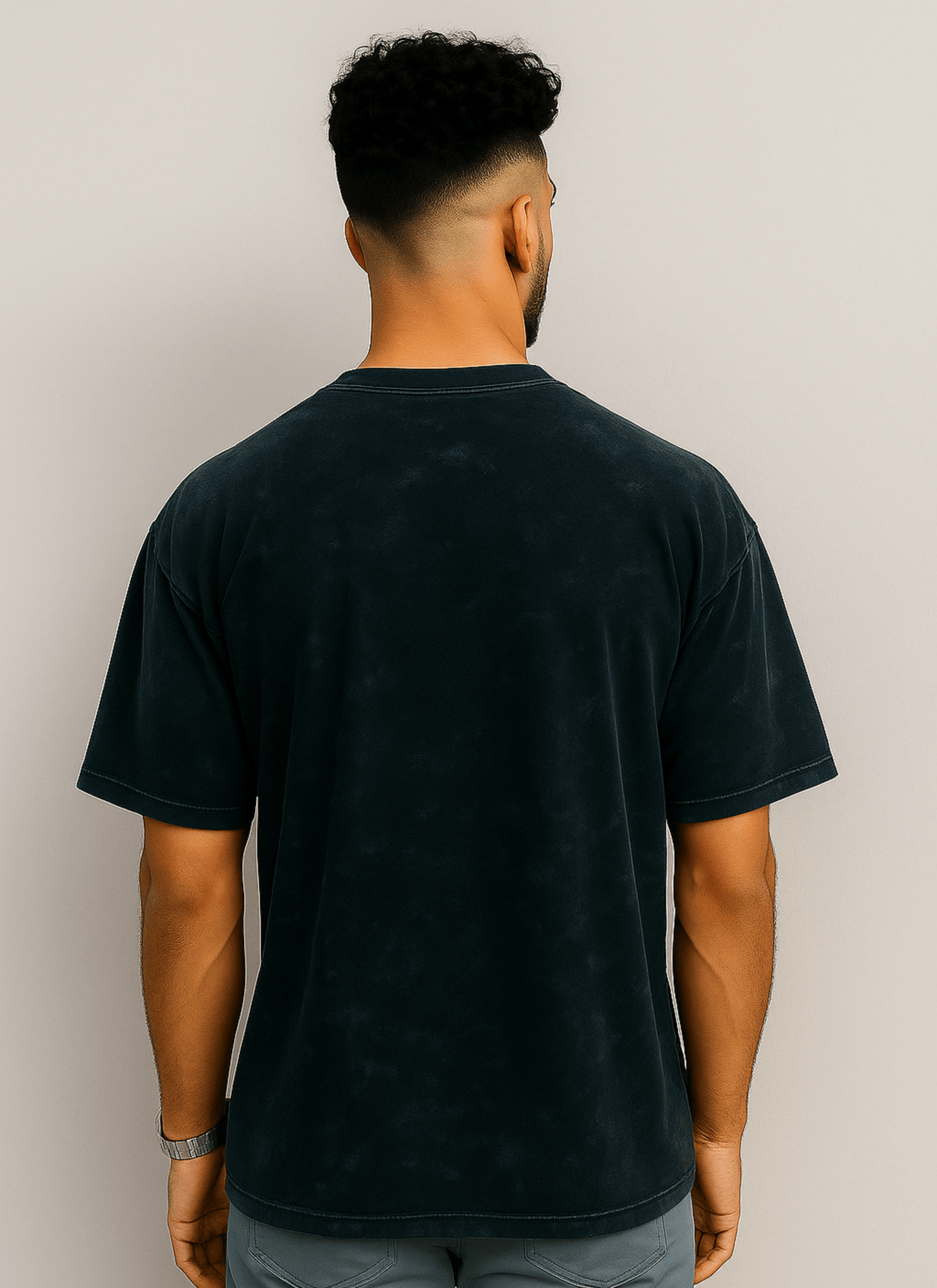 Unisex Acid Washed Oversized Tee - Eagle Squat