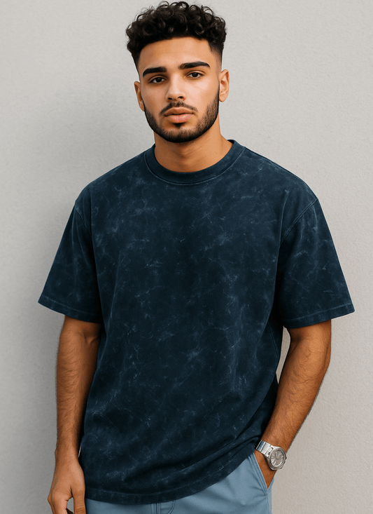 Unisex Acid Washed Oversized Tee - Eagle Squat