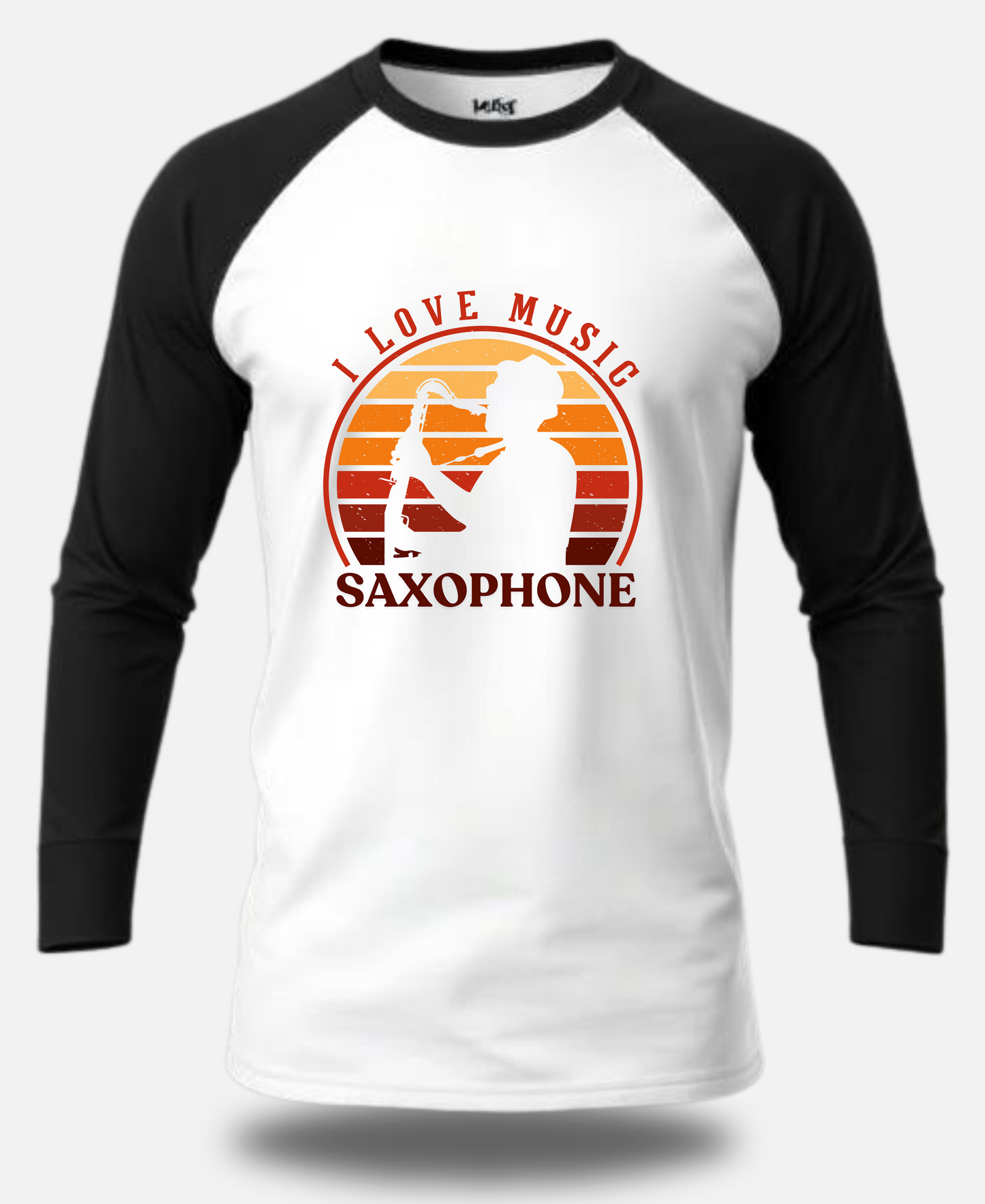 I Love Music – Saxophone Retro Raglan T-Shirt | Eagle Squat