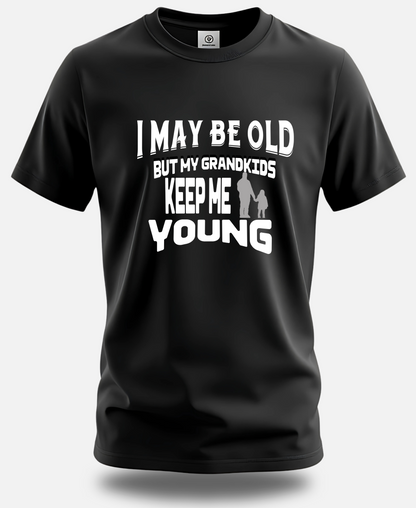 Eagle squat premium Cotton  grand pa Tee | I may be old but my grand kid keep me young