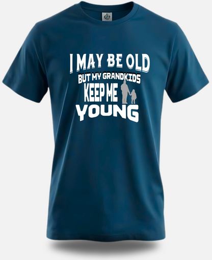 Eagle squat premium Cotton  grand pa Tee | I may be old but my grand kid keep me young