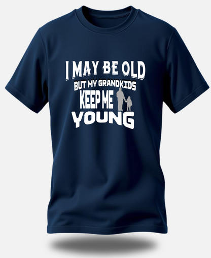 Eagle squat premium Cotton  grand pa Tee | I may be old but my grand kid keep me young