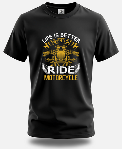 Life is Better with a Motorcycle – Biker T-Shirt by Eagle Squat