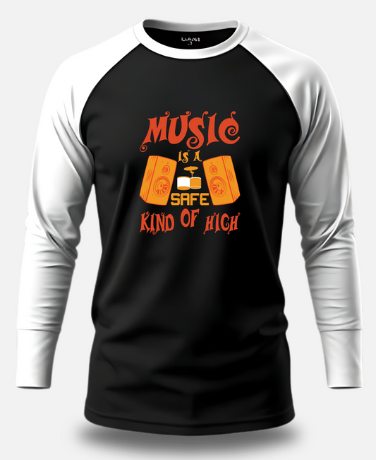 Music Is a Safe Kind of High – Raglan T-Shirt | Eagle Squat